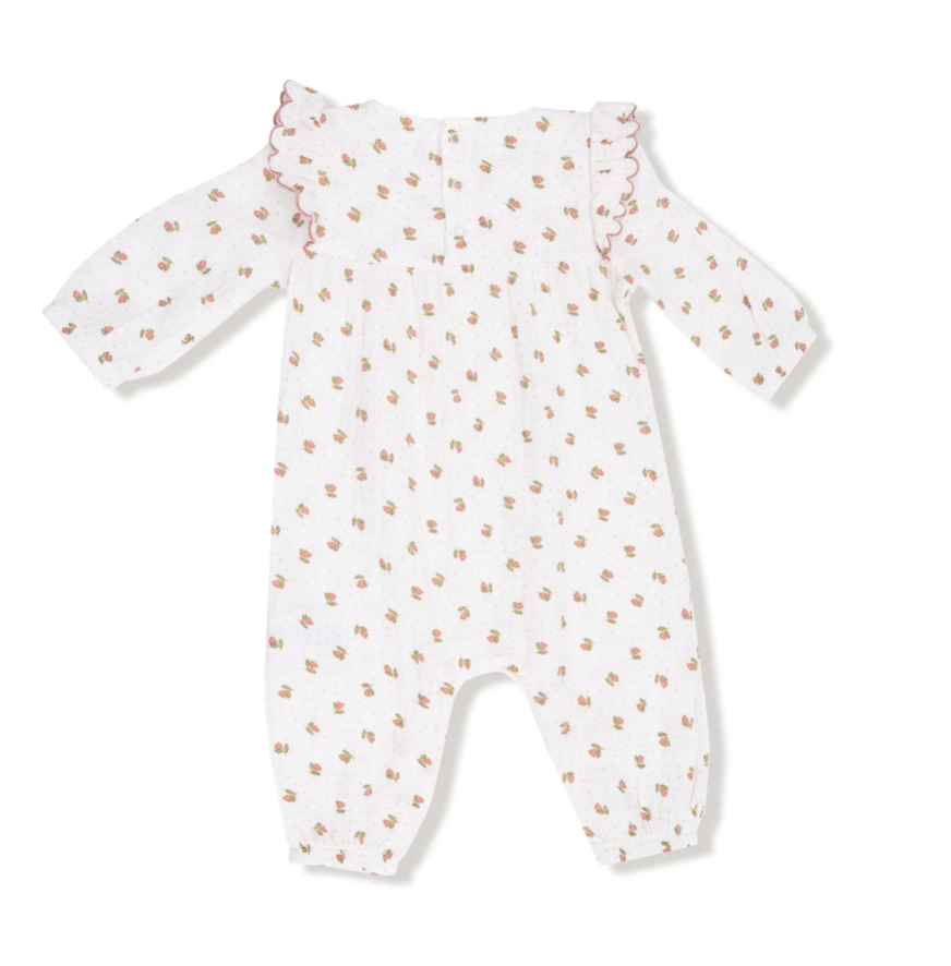 Angel Dear Angel Dear Petite Pointe Fleur Long Sleeve Ruffle Romper