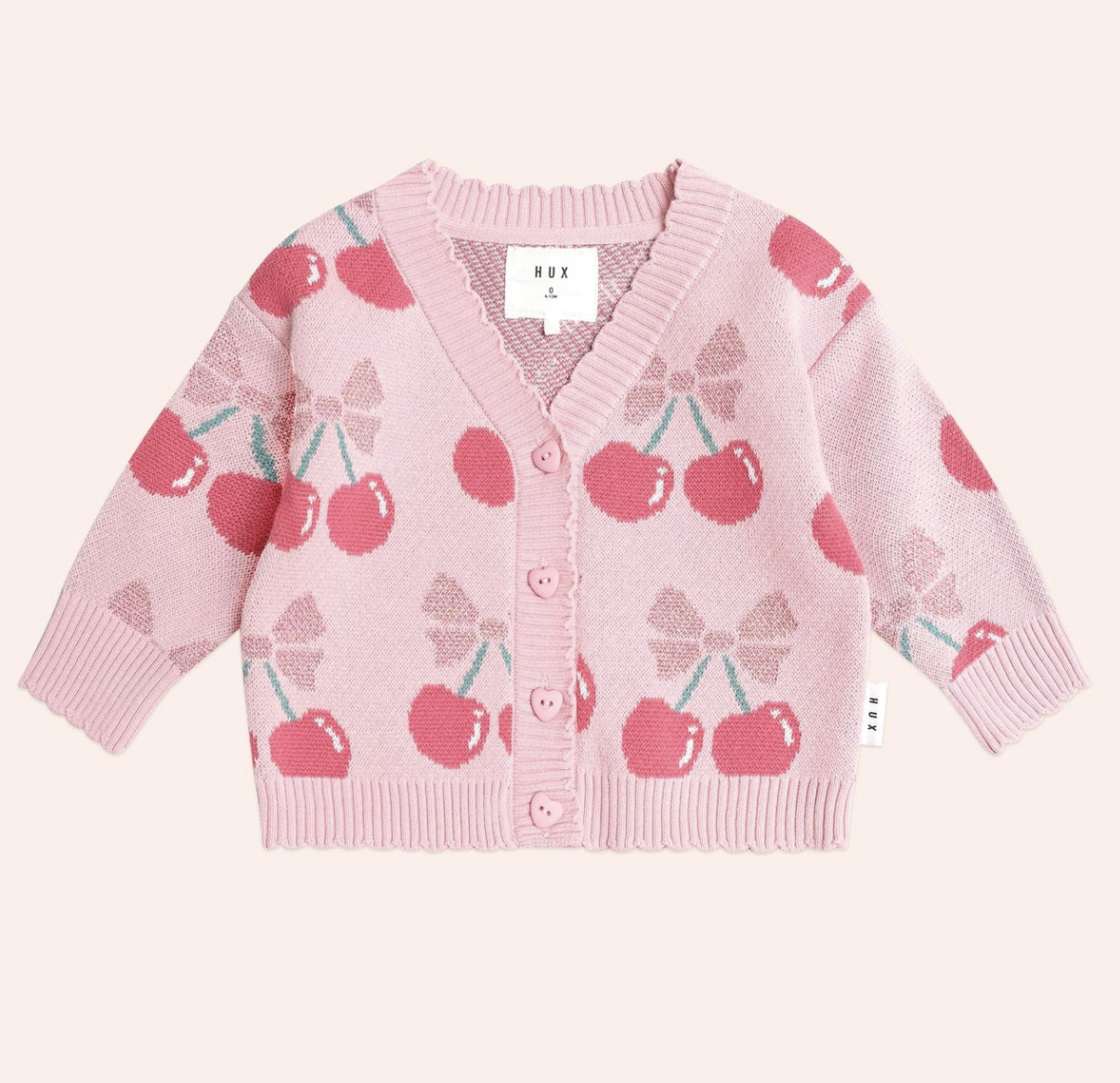 Huxbaby Huxbaby Cherry Pie Scalloped Knit Cardigan