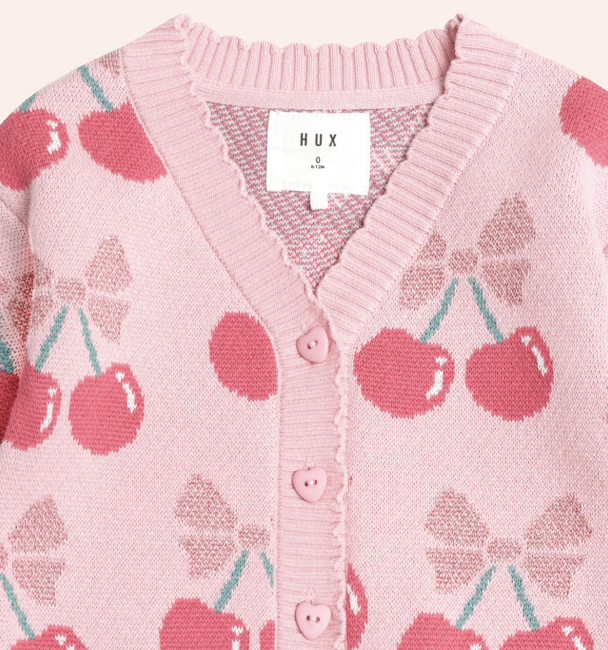 Huxbaby Huxbaby Cherry Pie Scalloped Knit Cardigan