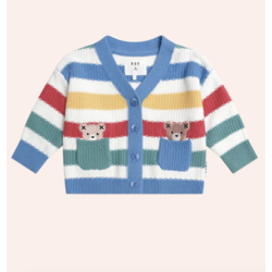 Huxbaby Huxbaby Peekaboo Hux Stripe Knit Cardigan