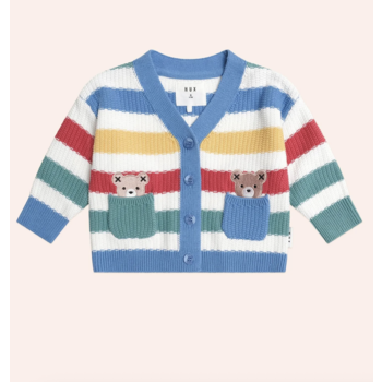 Huxbaby Huxbaby Peekaboo Hux Stripe Knit Cardigan