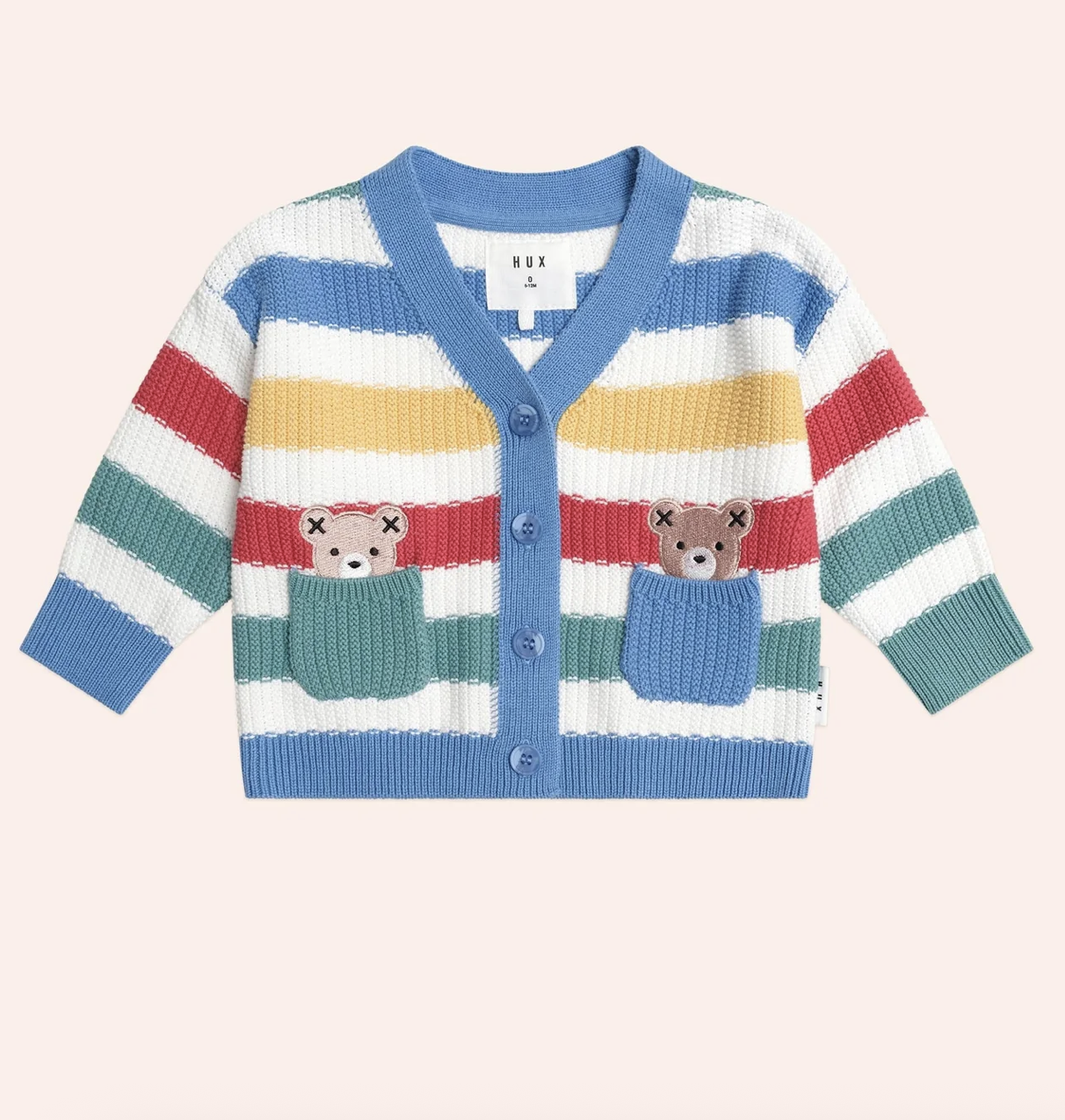 Huxbaby Huxbaby Peekaboo Hux Stripe Knit Cardigan