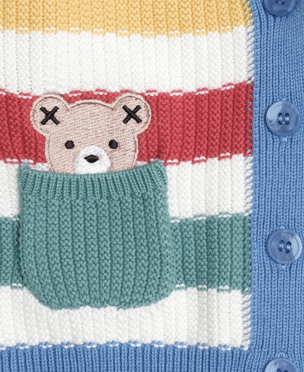 Huxbaby Huxbaby Peekaboo Hux Stripe Knit Cardigan