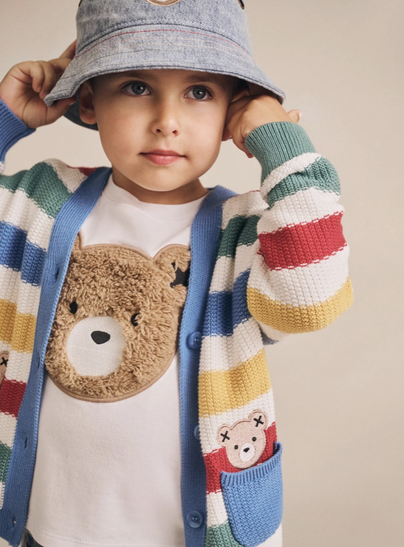 Huxbaby Huxbaby Peekaboo Hux Stripe Knit Cardigan