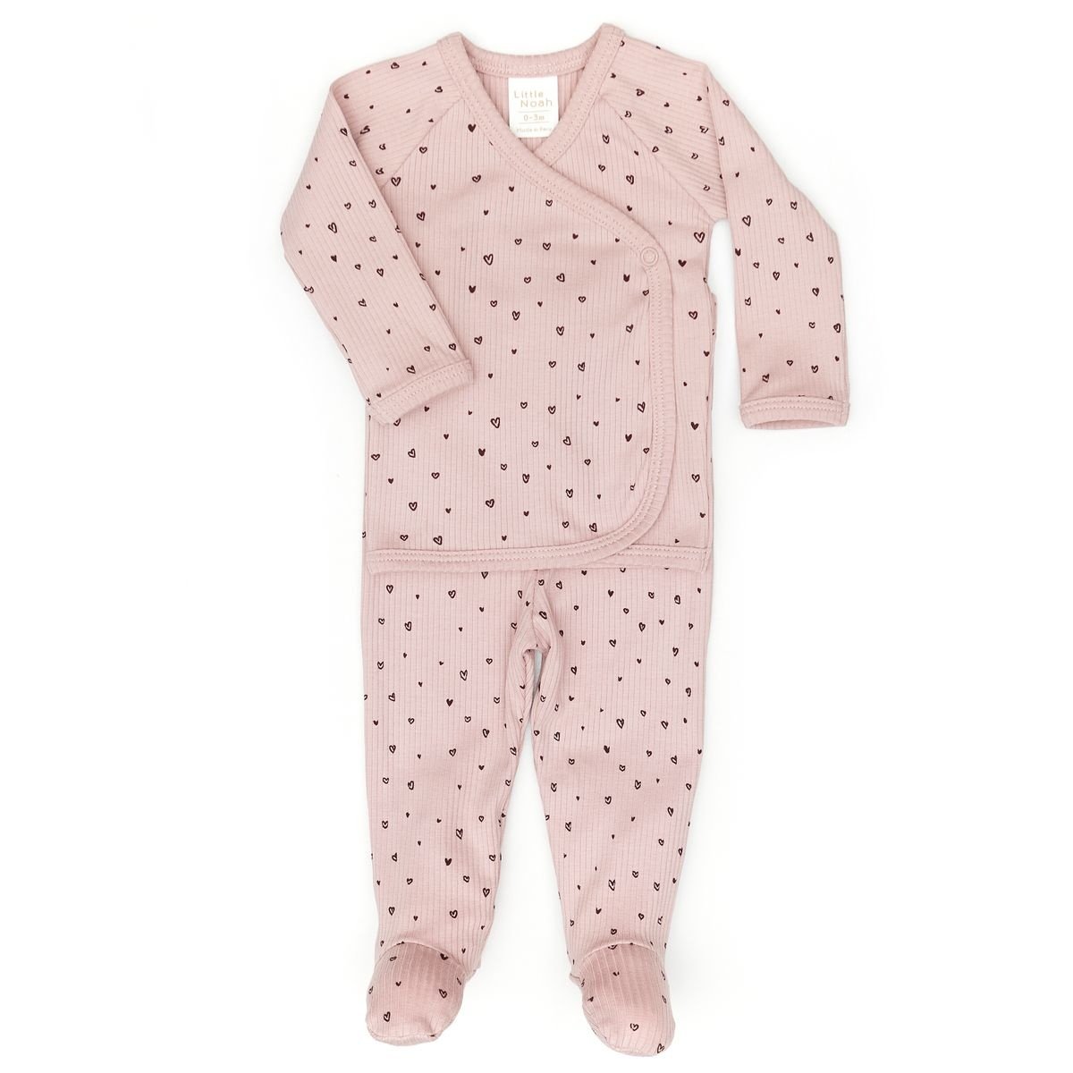 Little Noah Little Noah Little Hearts Ribbed Kimono Set