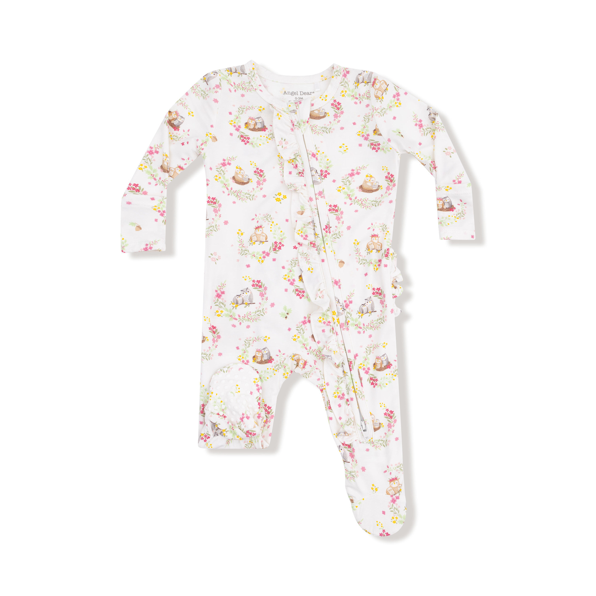 Angel Dear Angel Dear Floral Owl Families 2 Way Zipper Footie