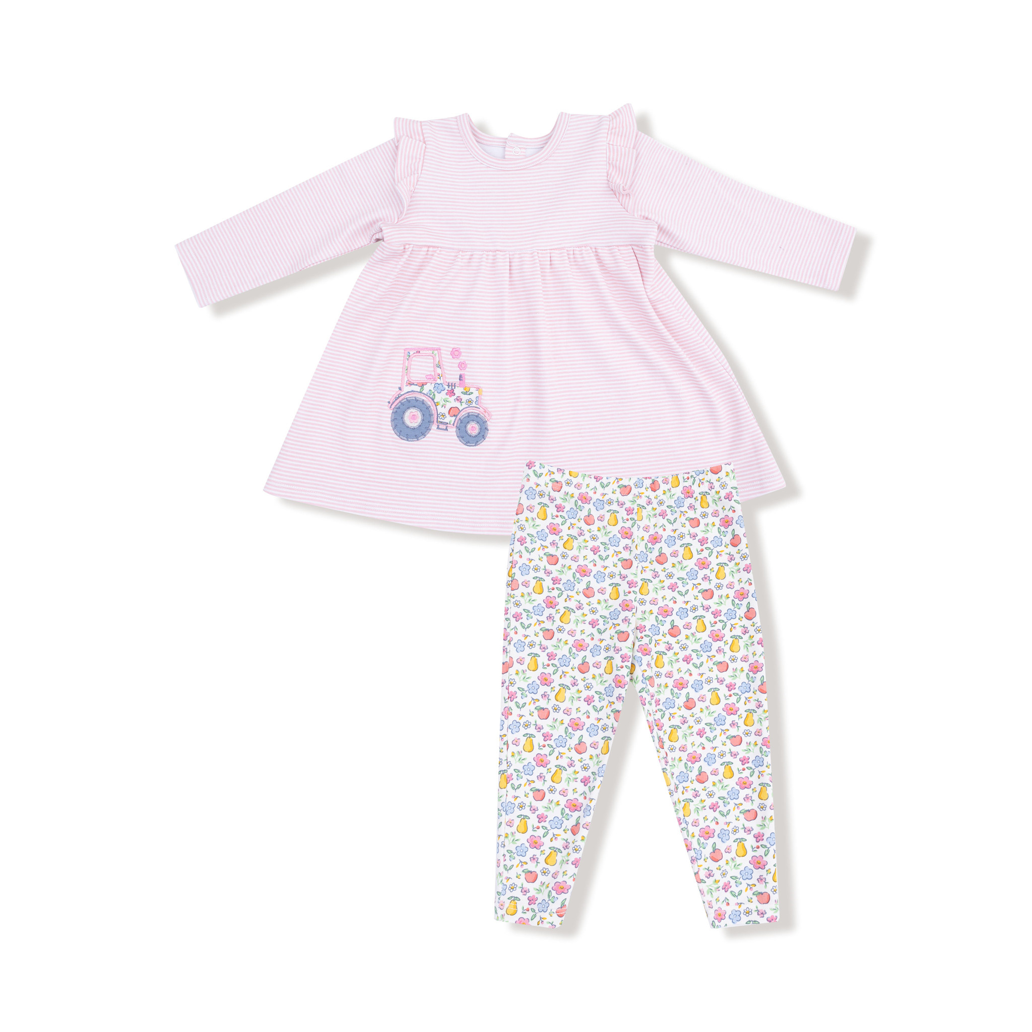 Angel Dear Angel Dear Fall Fruit Floral Collar Dress w/Leggings