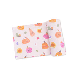 Angel Dear Angel Dear Autumn Pumpkins Pink Swaddle Blanket