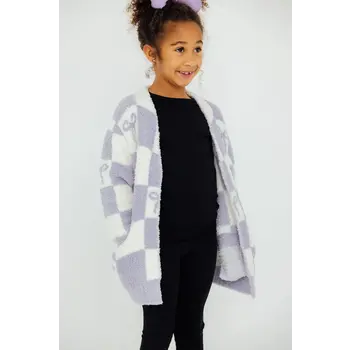 Mila & Rose Mila & Rose Checker Bow Cozy Cardigan