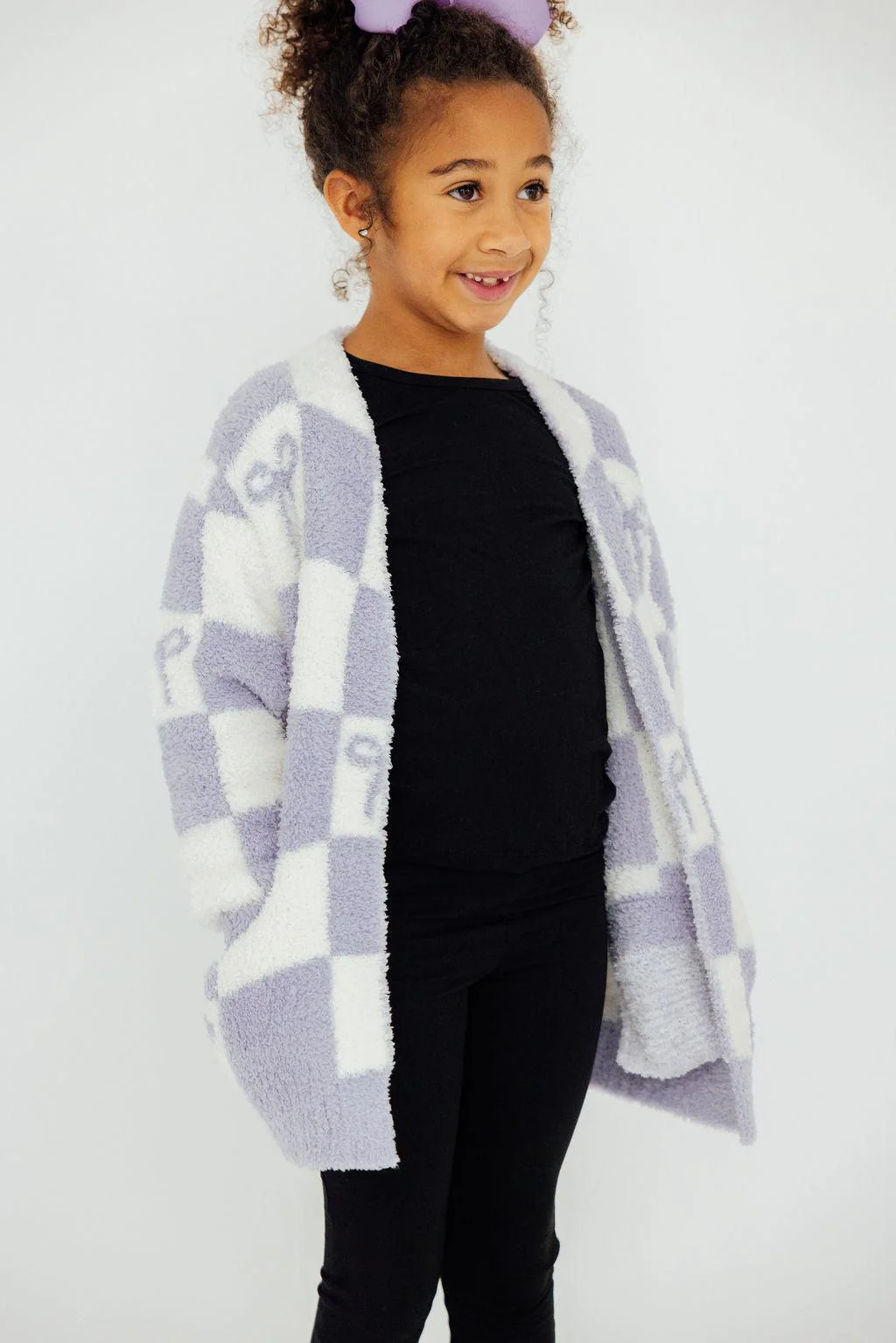 Mila & Rose Mila & Rose Checker Bow Cozy Cardigan