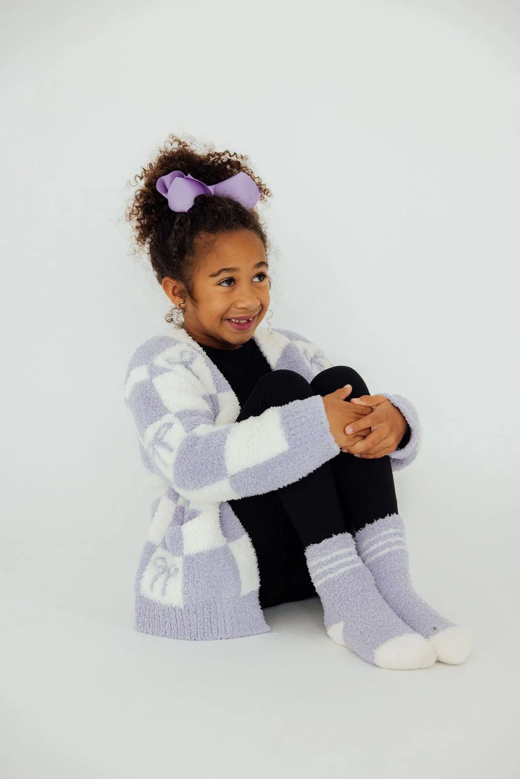 Mila & Rose Mila & Rose Checker Bow Cozy Cardigan