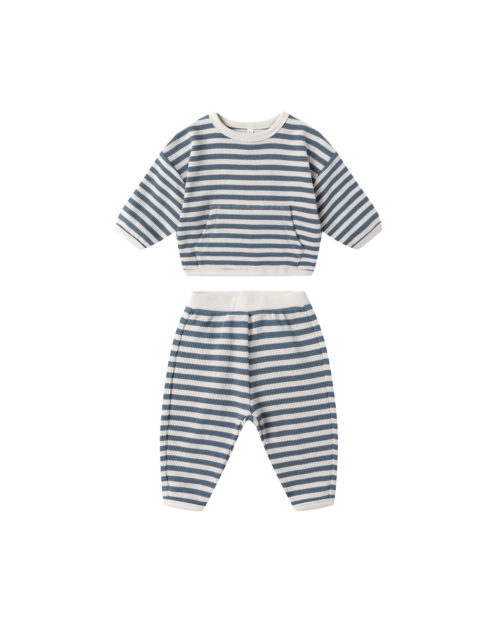 Quincy Mae Quincy Mae Ocean Stripe Waffle Slouch Set