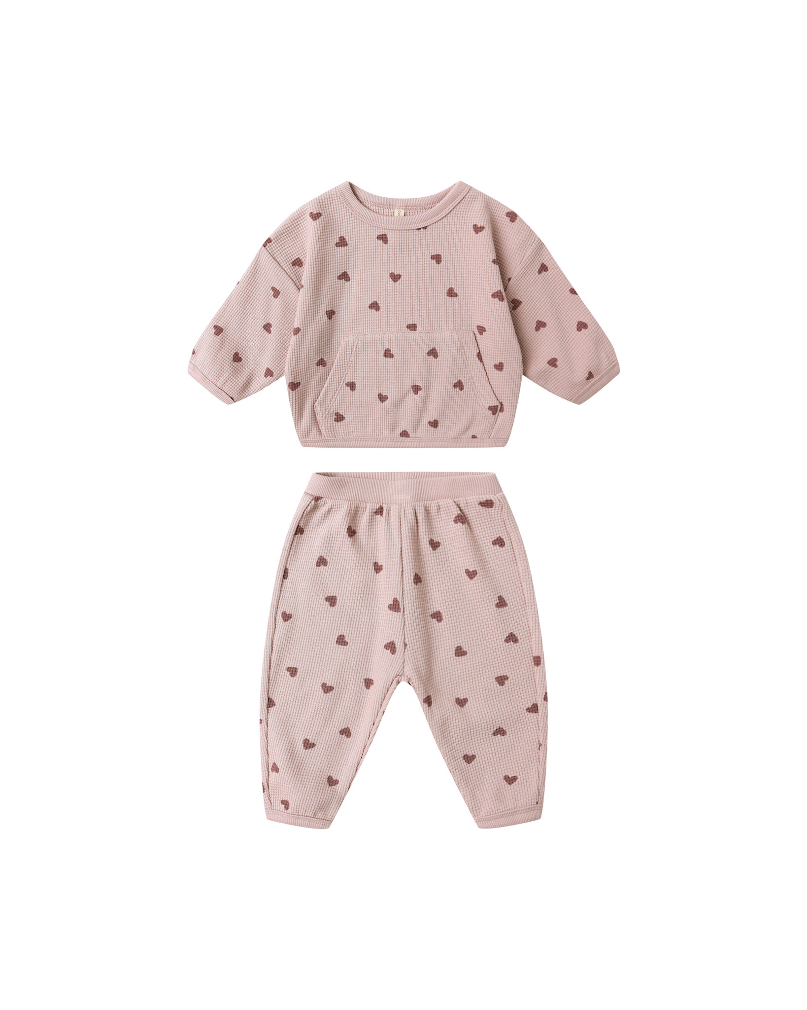 Quincy Mae Quincy Mae Hearts Waffle Slouch Set