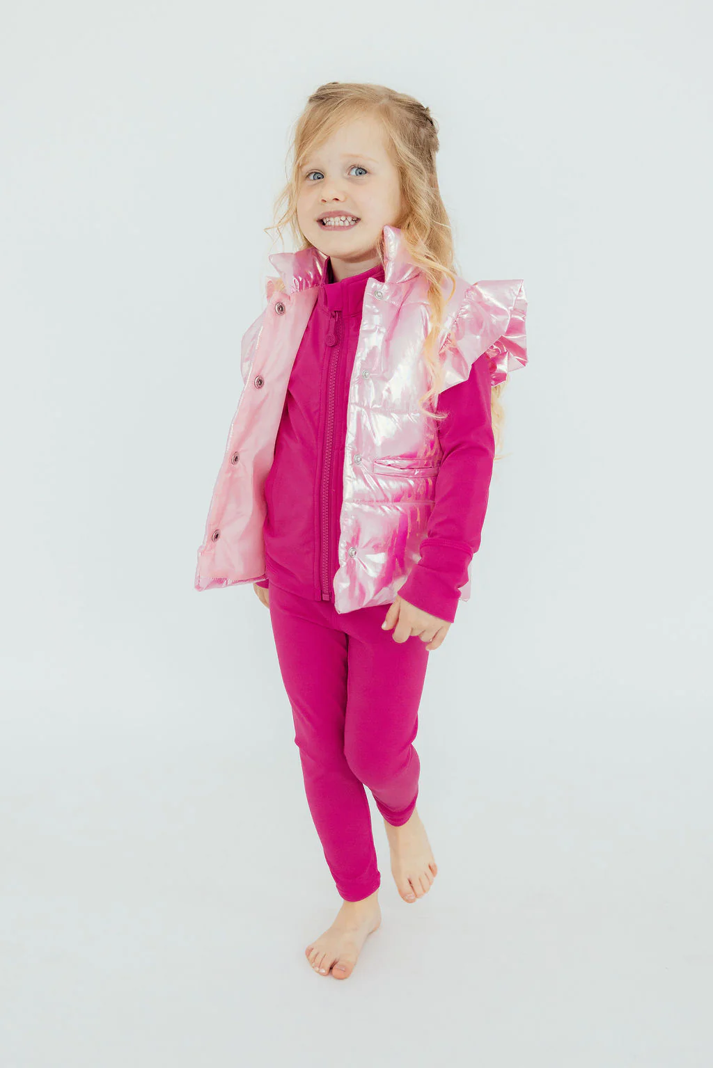 Mila & Rose Mila & Rose Pink Iridescent Checker Puffer Vest