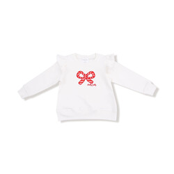 Angel Dear Angel Dear Candy Canes Ruffle Shoulder Sweatshirt