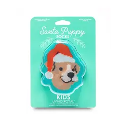 Living Royal 3D Packaged Crew Socks - Kids - Santa Puppy 4+