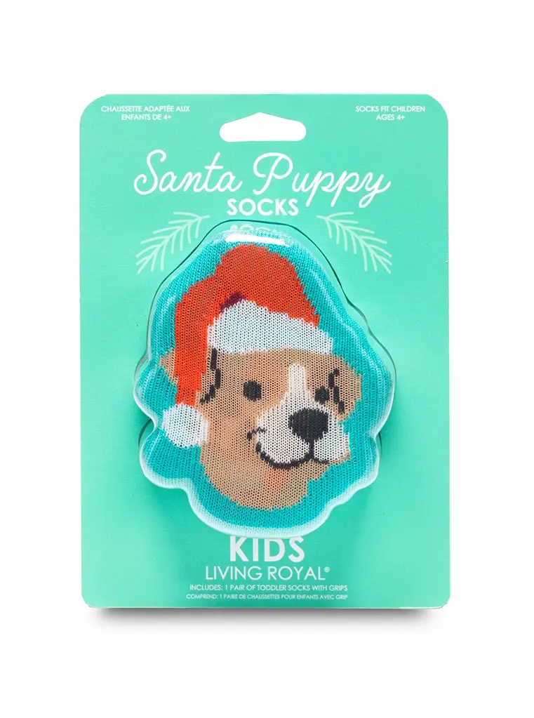 Living Royal 3D Packaged Crew Socks - Kids - Santa Puppy 4+