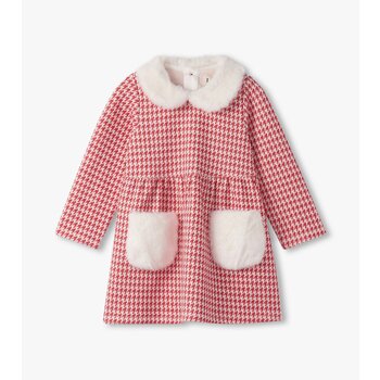 Hatley Hatley Houndstooth Fun Fur Trim Dress
