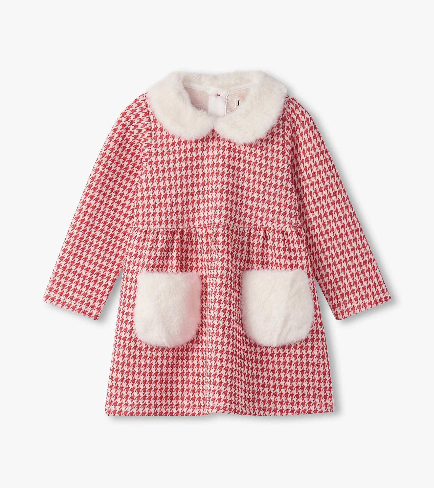 Hatley Hatley Houndstooth Fun Fur Trim Dress