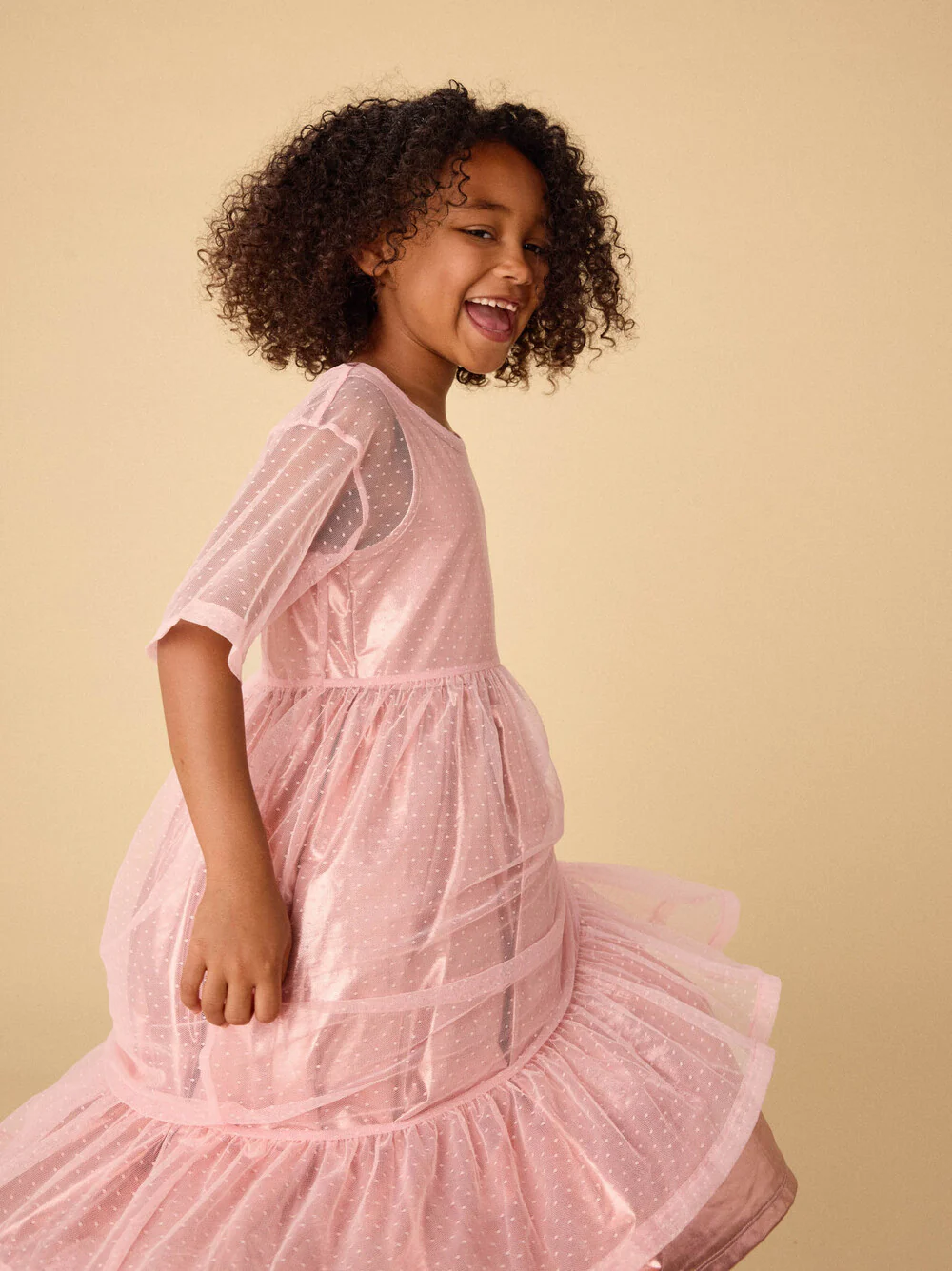 Tea Collection Tea Layered Tulle & Foil Dress