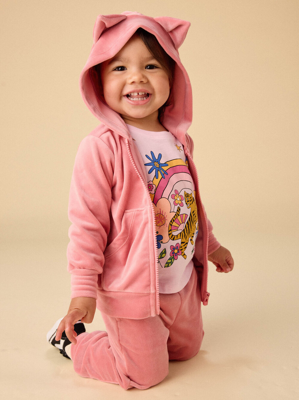 Tea Collection Tea Cat Ears Velour Hoodie