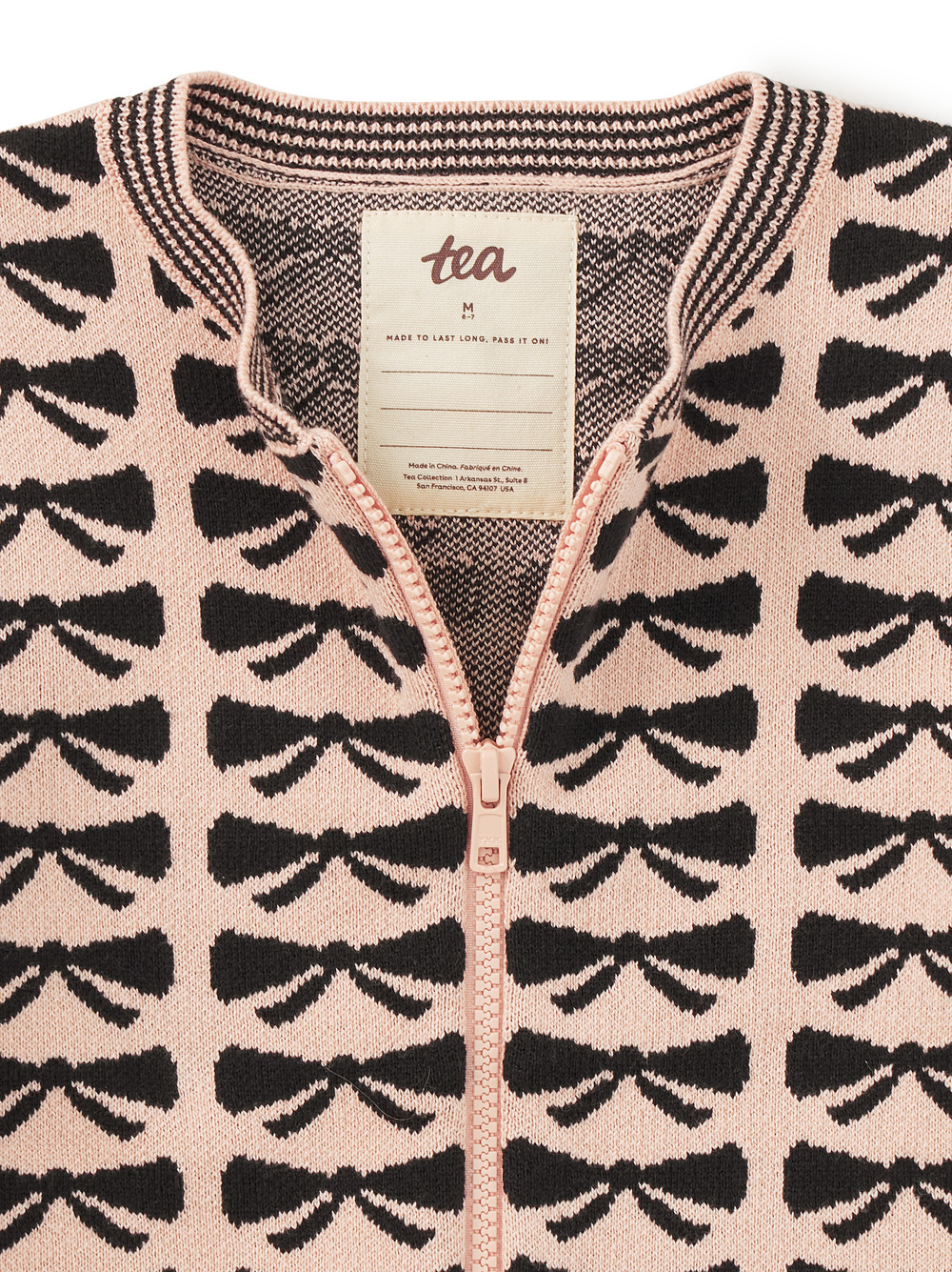 Tea Collection Tea Zip Up Bow Cardigan