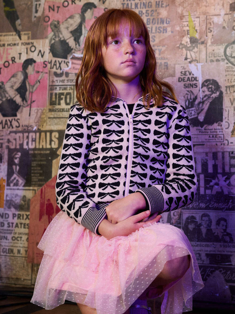 Tea Collection Tea Zip Up Bow Cardigan