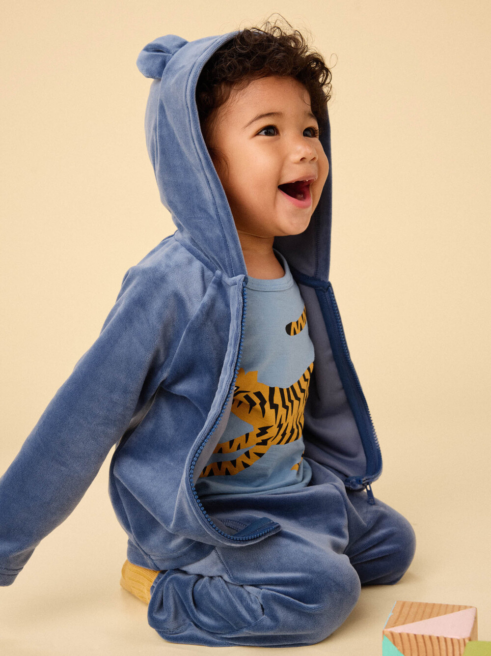 Tea Collection Tea Bear Ear Velour Hoodie