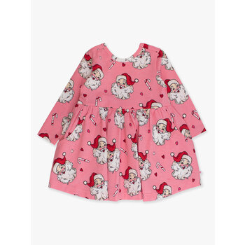 RuffleButts Rufflebutts Knit Long Sleeve Santa Twirl Dress