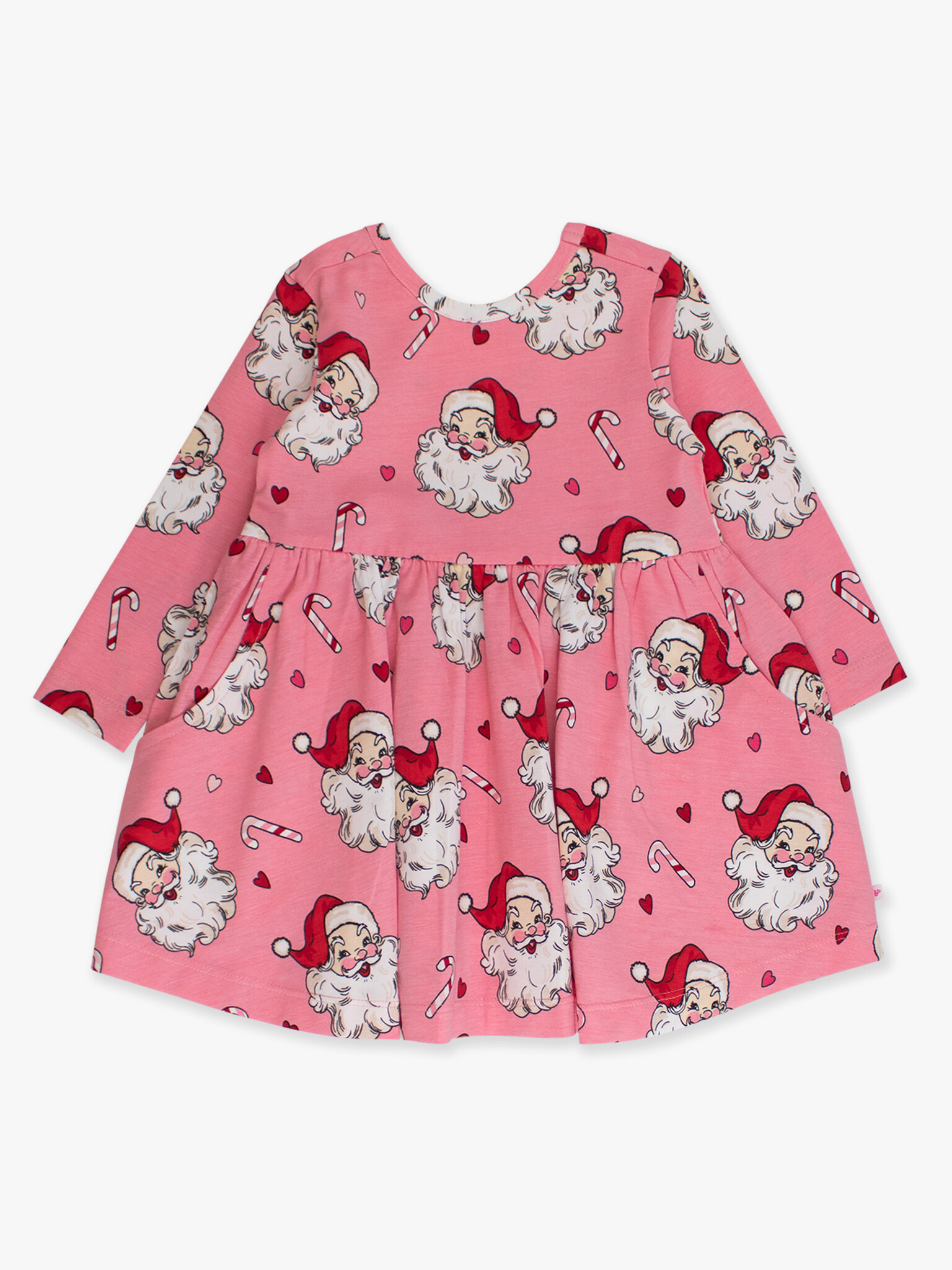RuffleButts Rufflebutts Knit Long Sleeve Santa Twirl Dress