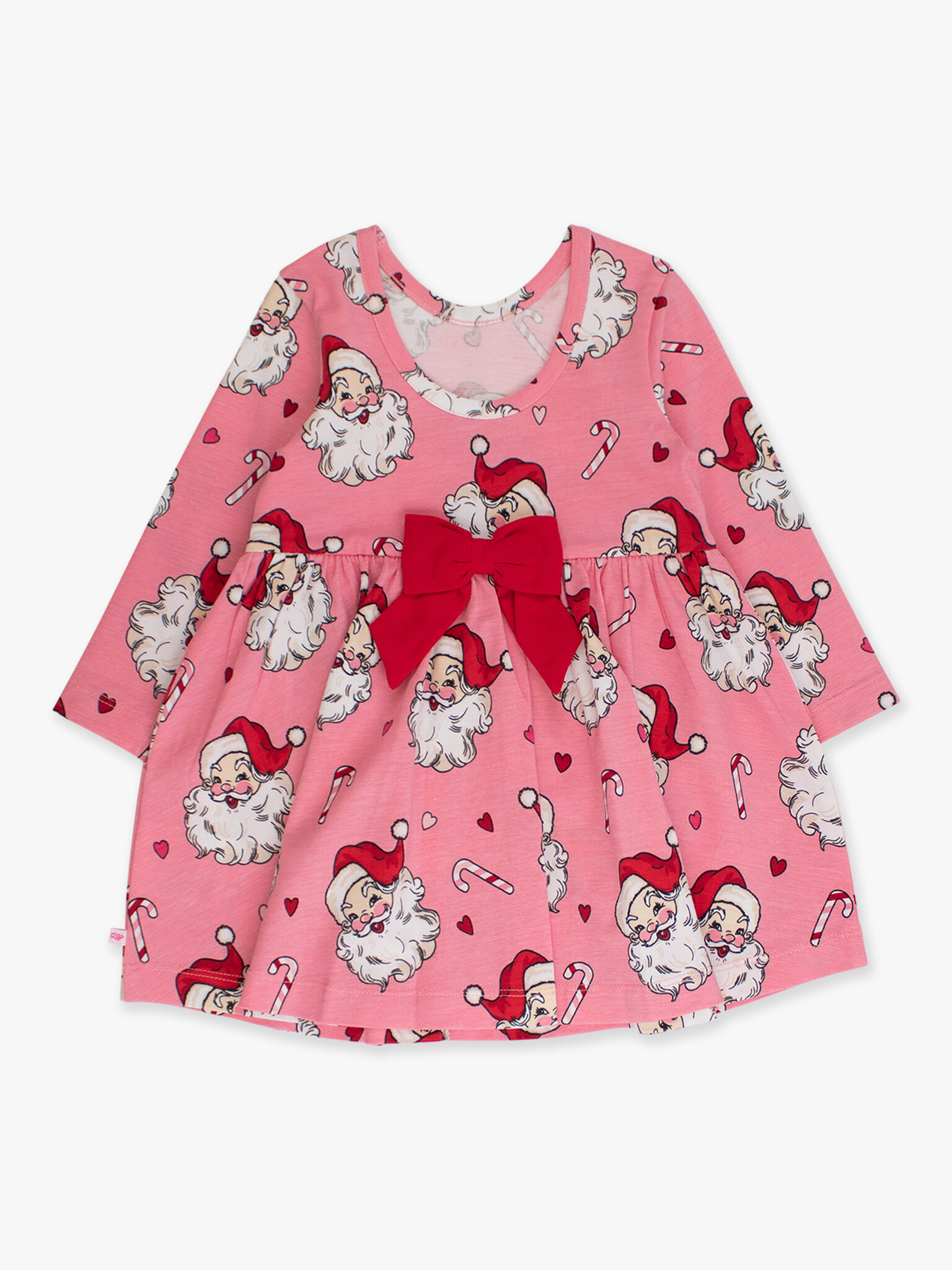 RuffleButts Rufflebutts Knit Long Sleeve Santa Twirl Dress