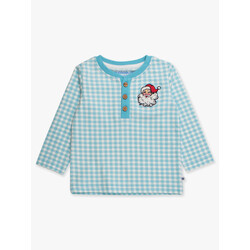 RuffleButts Rufflebutts  Knit Santa Embroidered Henley Tee