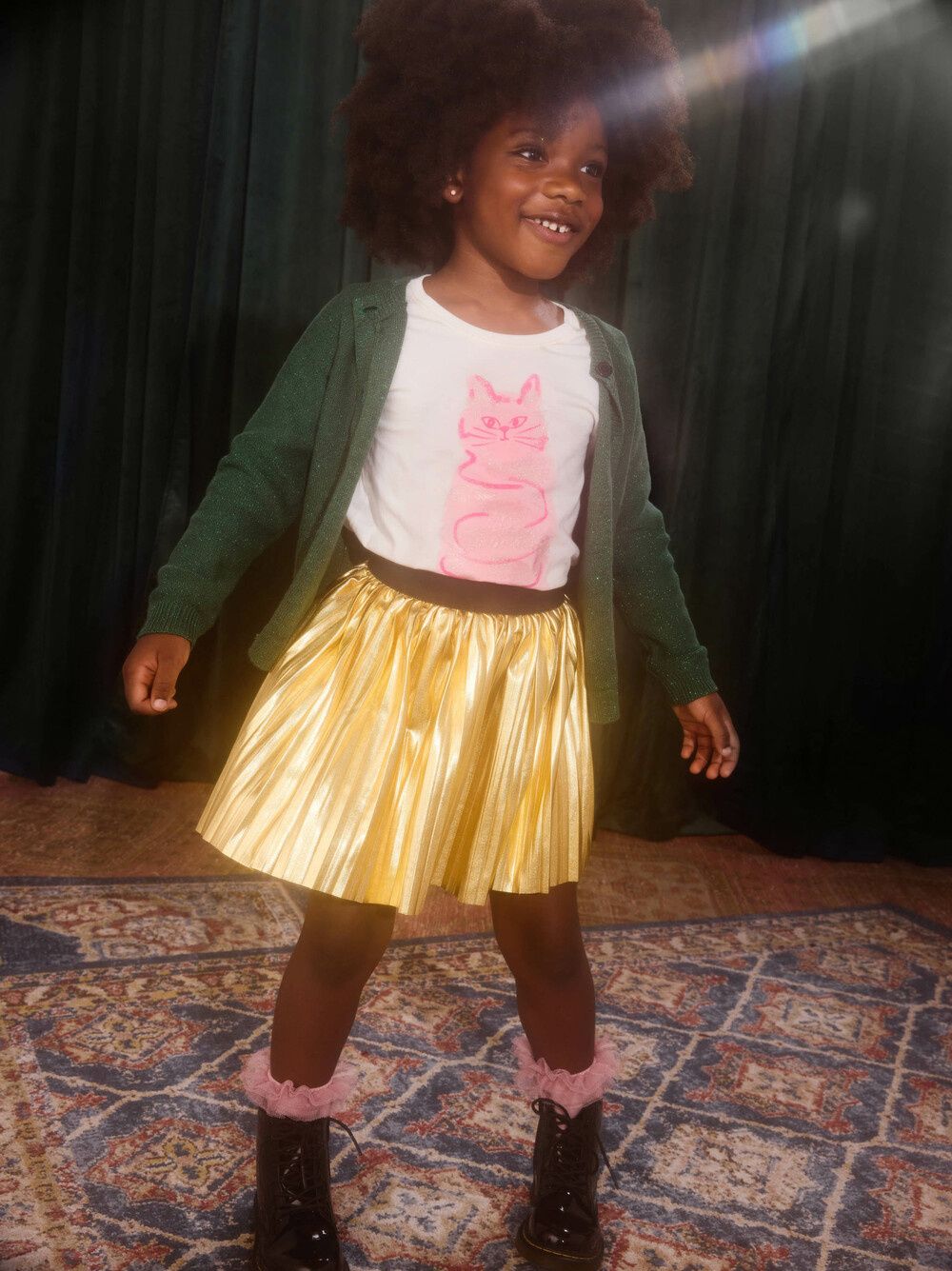 Tea Collection Tea Pleated Metallic Twirl Skirt