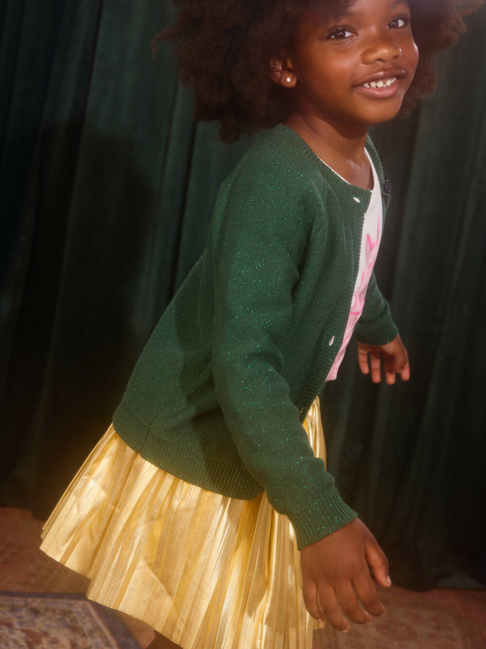 Tea Collection Tea Pleated Metallic Twirl Skirt