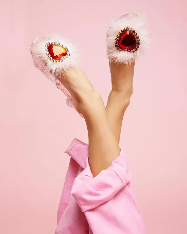 Super Smalls Red Heart Gem & Feather Play Shoes