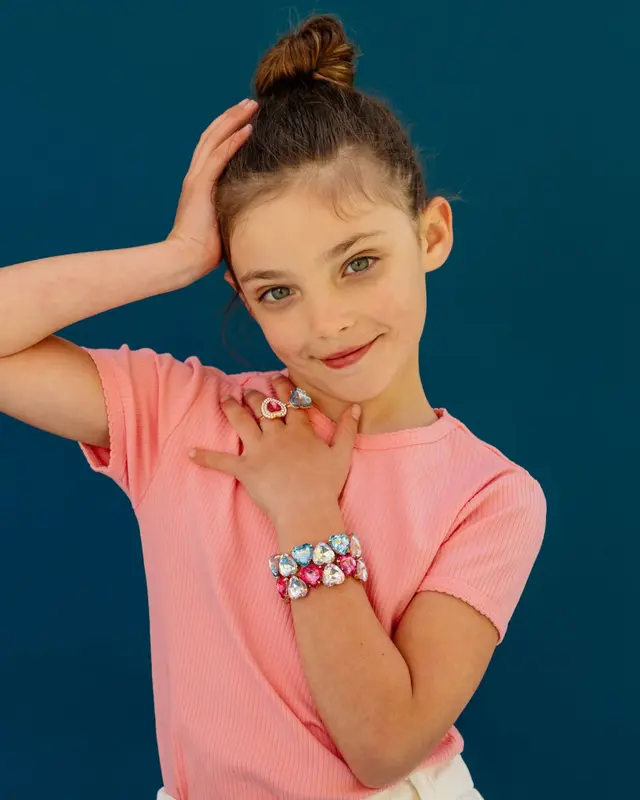 Super Smalls Pink & Blue Gem Heart Bracelet Set