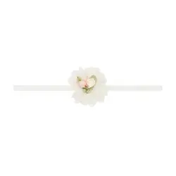 Baby Bling Bows Flower Skinny Soft Nylon Headband - Ivory Chiffon