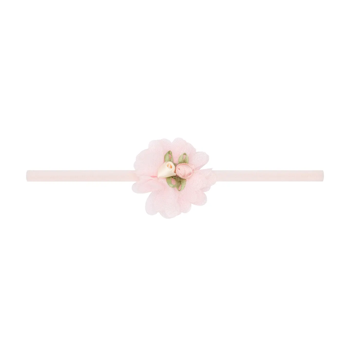 Baby Bling Bows Flower Skinny Soft Nylon Headband - Rose Quartz