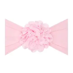 Baby Bling Bows Flower Soft Nylon Headband - Eyelet Pink