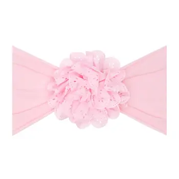 Baby Bling Bows Flower Soft Nylon Headband - Eyelet Pink