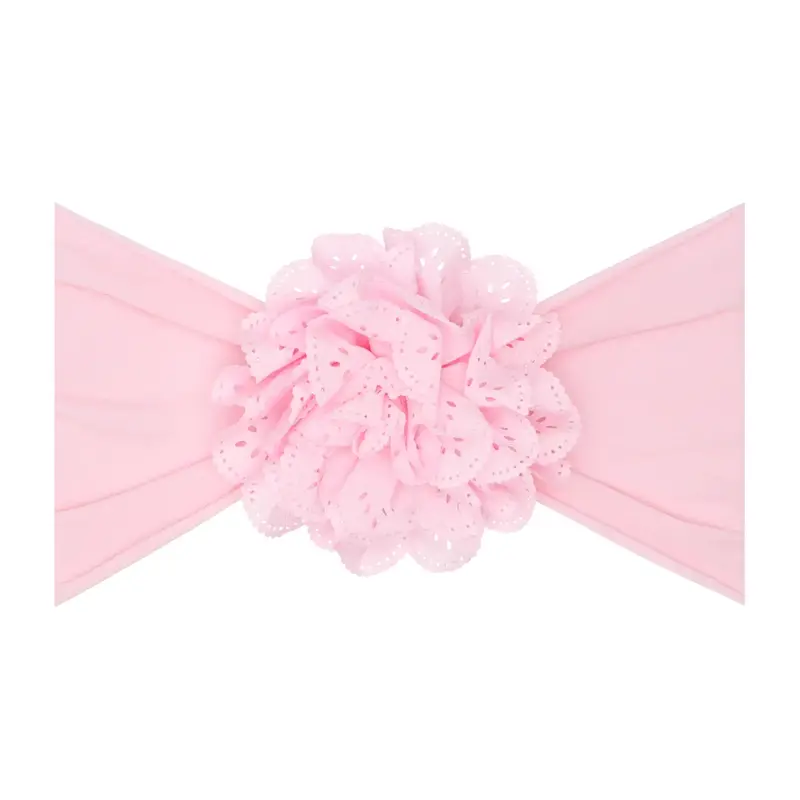 Baby Bling Bows Flower Soft Nylon Headband - Eyelet Pink