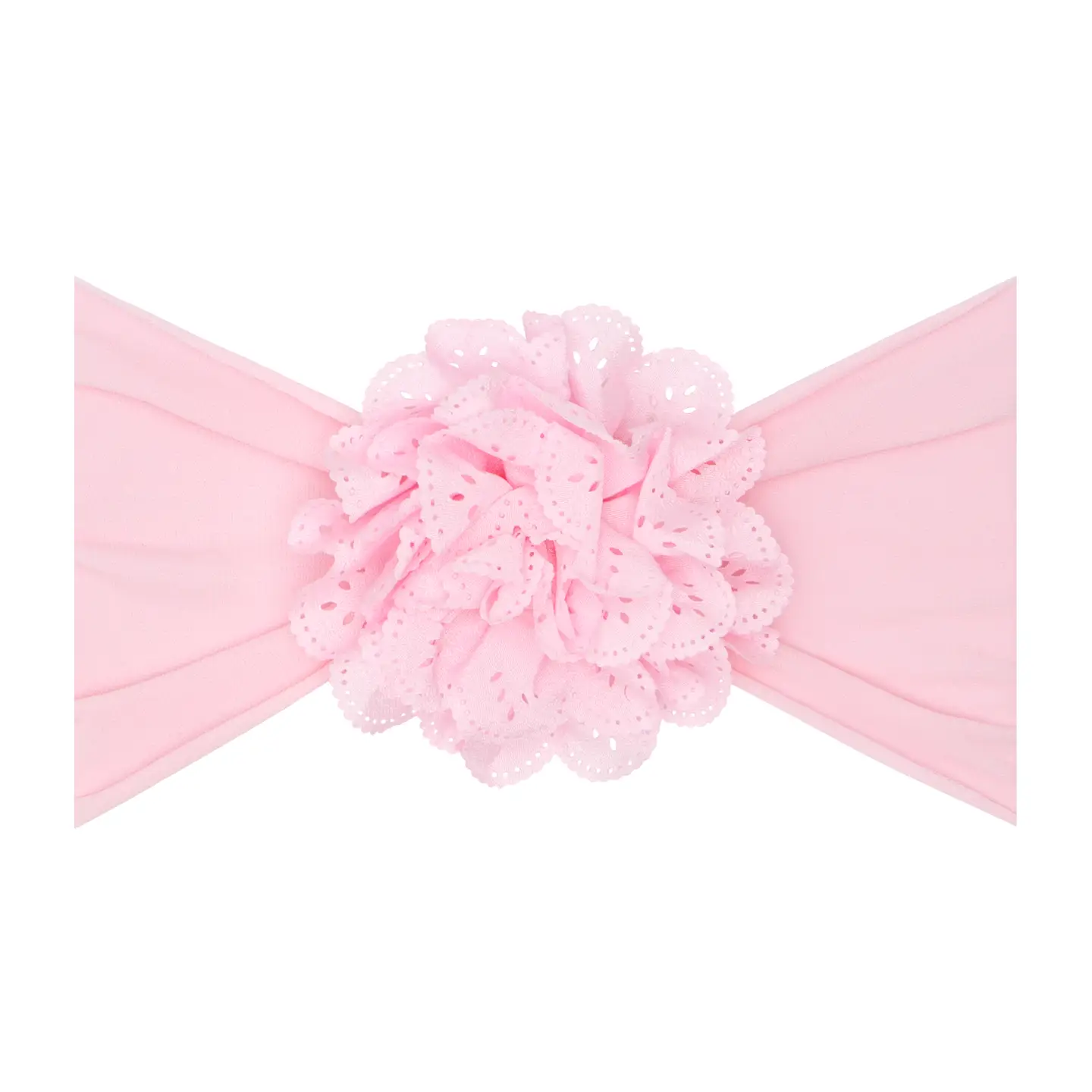 Baby Bling Bows Flower Soft Nylon Headband - Eyelet Pink