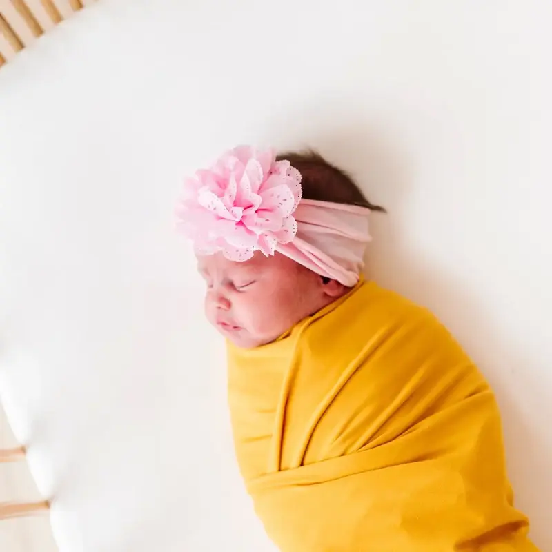 Baby Bling Bows Flower Soft Nylon Headband - Eyelet Pink
