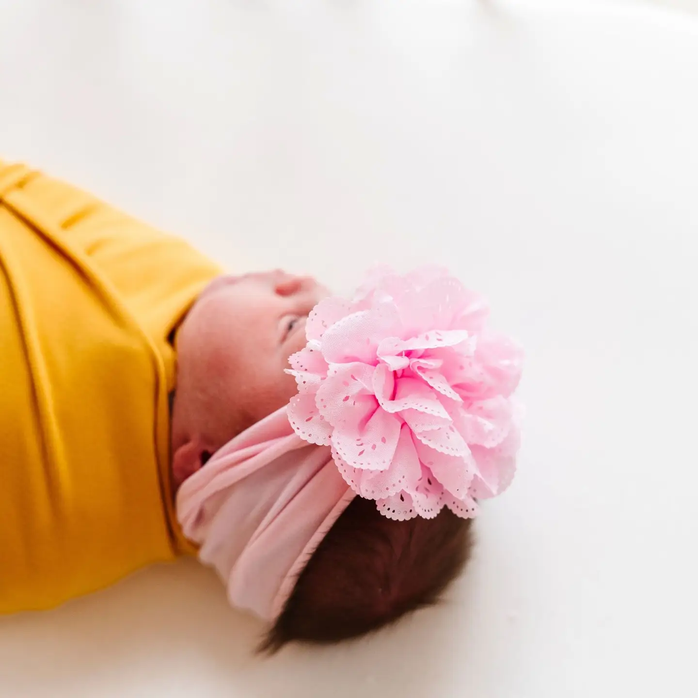 Baby Bling Bows Flower Soft Nylon Headband - Eyelet Pink