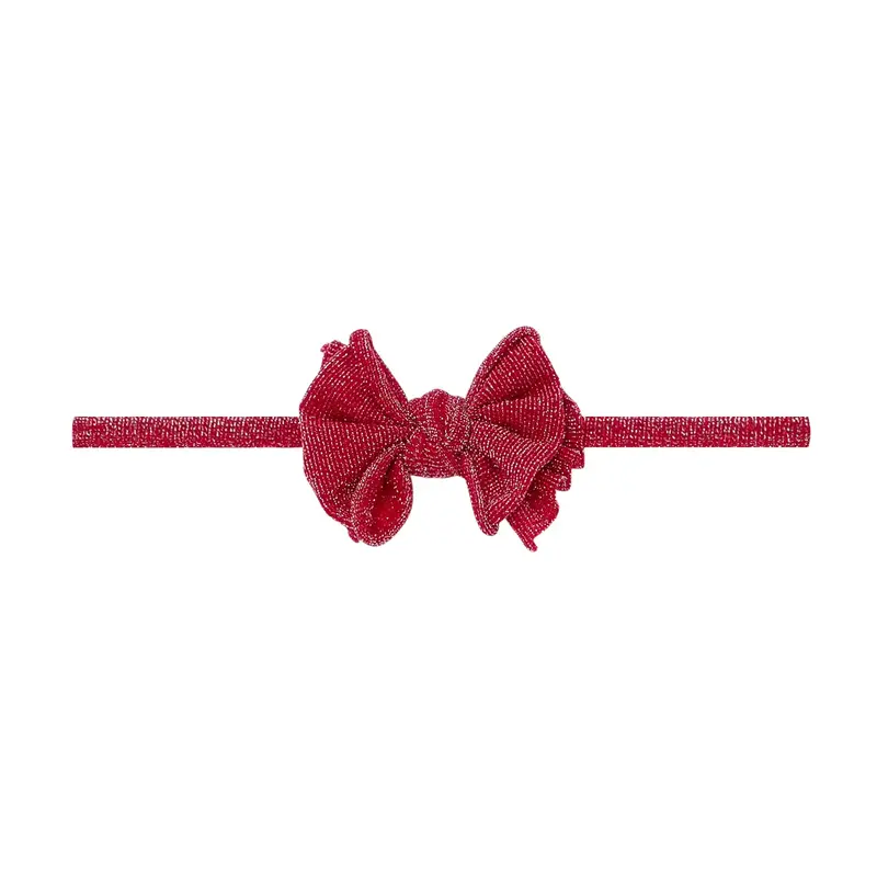 Baby Bling Bows Metallic Baby Fab Skinny Nylon Bow Headband - Red