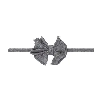 Baby Bling Bows Metallic Baby Fab Skinny Nylon Bow Headband - Silver