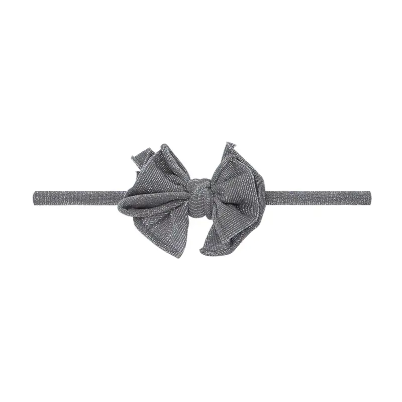 Baby Bling Bows Metallic Baby Fab Skinny Nylon Bow Headband - Silver