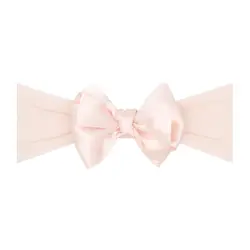 Baby Bling Bows Satin Small Classic Bow On Soft Nylon Headband- Rosebud