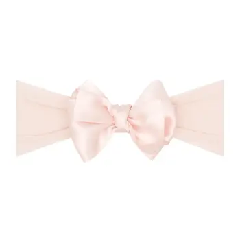 Baby Bling Bows Satin Small Classic Bow On Soft Nylon Headband- Rosebud