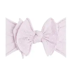 Baby Bling Bows Shabby Dot Fab-Bow-Lous Soft Nylon Bow Headband - Thistle/White dot